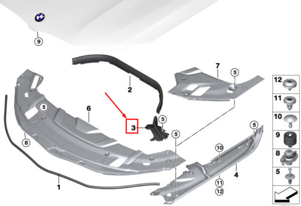 51767371480 - BMW 6 Gran Turismo G32 gasket bonnet right 51767371480 NEW original