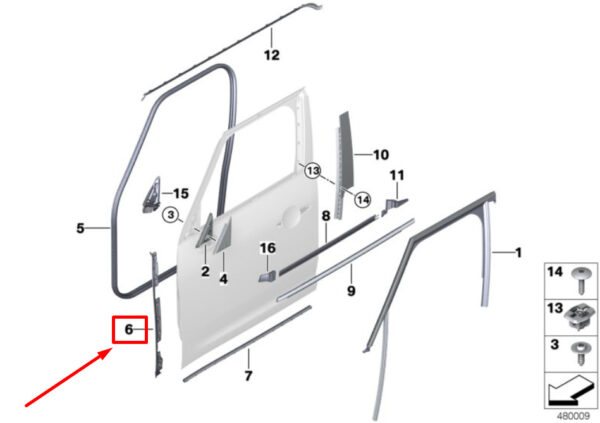51767390089 - NEW MINI F60 FRONT LEFT DOOR A-SPILLAR COULING 7390089 51767390089 ORIGINAL