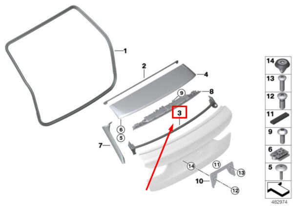 51767390378 - BMW 5 TOURING G31 TAILGATE SEAL 7390378 51767390378 NEW GENUINE