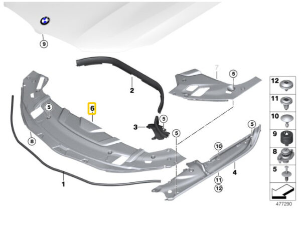51767438428 - OEM GENUINE BMW 6 SERIES G32 GT COVER ENGINE COMPARTMENT CENTER 51767438428