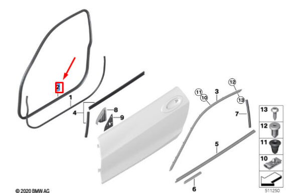51767482710 - BMW 4 COUPE G22 FRONT DOOR EDGE PROTECTOR 51767482710 NEW GENUINE