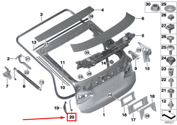 51767488735 - BMW 6 Gran Turismo G32 sealing strip rear left 7488735 51767488735 NEW ORIGINAL