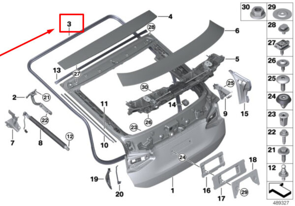 51767491282 - BMW 6 Gran Turismo G32 trunk lid gasket 7491282 51767491282 NEW ORIGINAL