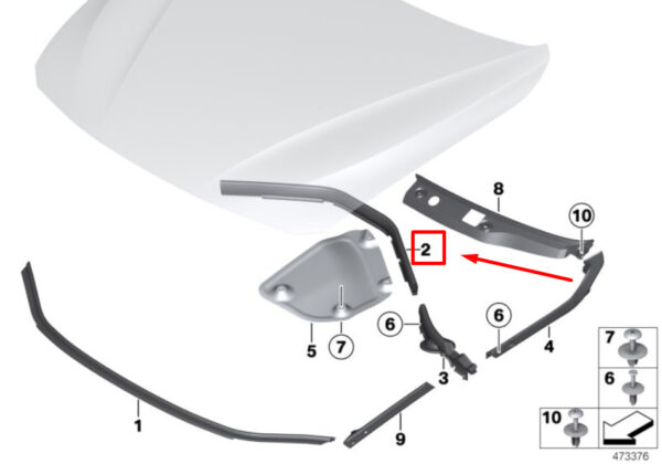 51768059701 - BMW 4 Coupe F82 rear bonnet seal 51768059701 8059701 NEW ORIGINAL