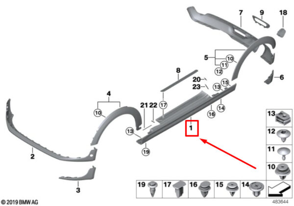 51774824391 - MINI COOPER F56 side sill strip left 4824391 51774824391 NEW ORIGINAL