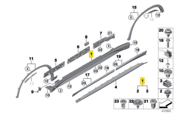 51777332327 - NEW BMW F48 X1 DOOR MOULDING SKIRT SKIRT TRIM PAIR 51777332327 5177773328