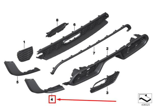 51777381019 - NEW MINI COOPER F55 REAR LEFT LOWER BLACK BAND 51777381019 7381019 GENUINE