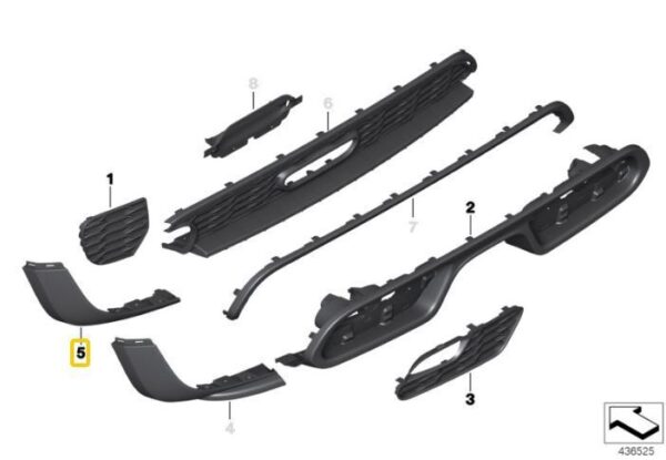 51777381025 - NEW MINI F55 JCW REAR LEFT LOWER RIGHT BLACK ORIGINAL
