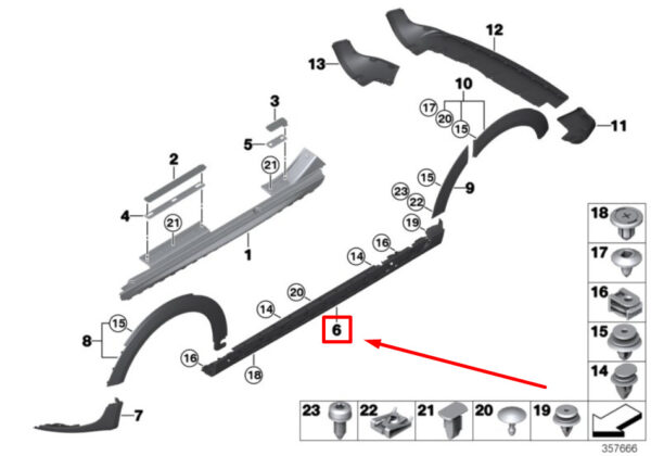 51777381033 - NEW MINI COOPER F55 LEFT SKIRT TRIM 7381033 51777381033 ORIGINAL