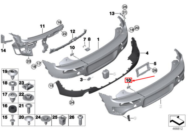 51777381965 - NEW MINI CLUBMAN F54 REAR LEFT PDC SENSOR INNER SUPPORT 51777381965 ORIGINAL