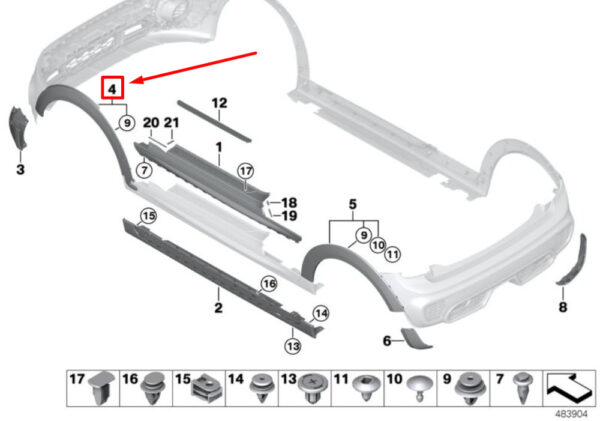 51777387890 - NEW MINI COOPER F55 JCW FRONT RIGHT WHEEL ARCH MOLDING USA 51777387890 ORIGINAL