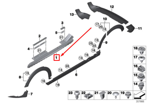51777398781 - NEW MINI COOPER F55 LEFT ROCKER PANEL TRIM 51777398781 7398781 ORIGINAL