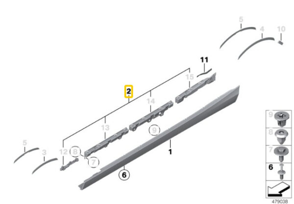 51778056820 - New Genuine BMW 1 F20 F21 LCI Door Sill Retainer Strips Set Right 8056820 OEM