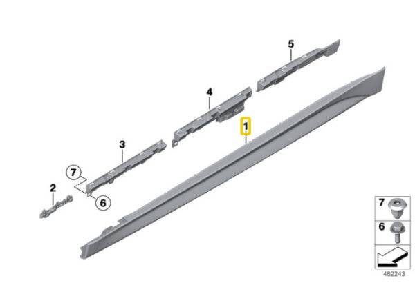 51778059573 - New Genuine BMW 3 F80 F80 LCI M3 Rocker Panel Trim Primed Left 8059573 OEM
