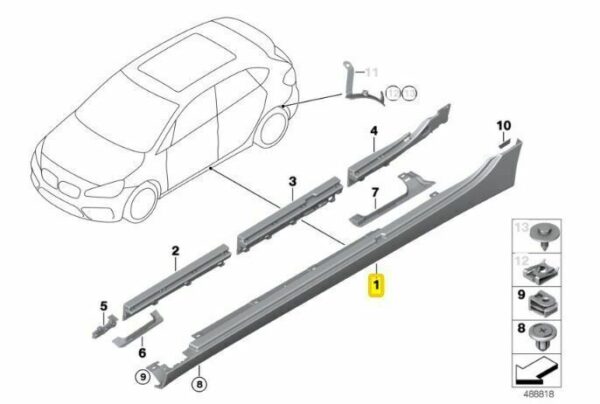 51778063352 - New Genuine BMW 2-Series F45 M-SPORT Package Side Skirt Sill O/S Right 8063352