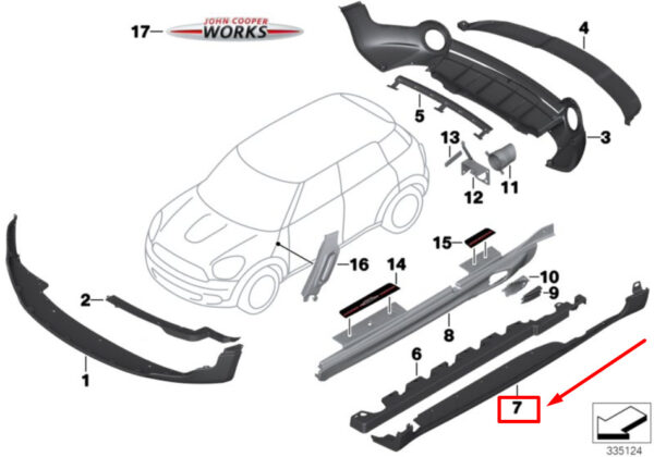 51779810634 - NEW MINI COUNTRYMAN R60 RIGHT BLACK BAND DOOR SILL 51779810634 9810634 GENUINE