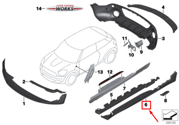 51779810662 - NEW MINI PACEMAN R61 RIGHT BLACK BAND SILL 9810662 51779810662 GENUINE