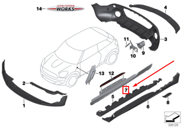 51779813344 - MINI PACEMAN R61 sill trim right 51779813344 9813344 NEW ORIGINAL