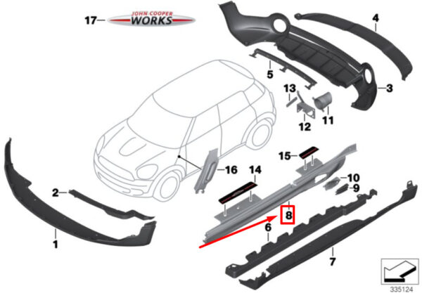 51779813351 - NEW MINI-LANDSMANN R60 LEFT ROCKER PANEL TRIM 9813351 51779813351 ORIGINAL