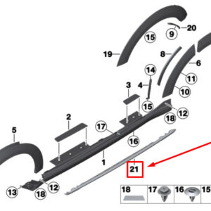 51779813636 - NEW MINI -LANDSMANN R60 RIGHT EXTERIOR DOOR SILL 51779813636 9813636 GENUINE