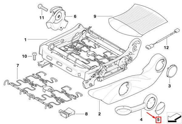 52102751367 - MINI CLUBMAN R55 handle cover left seat height adjustment 52102751367 ORIGINAL