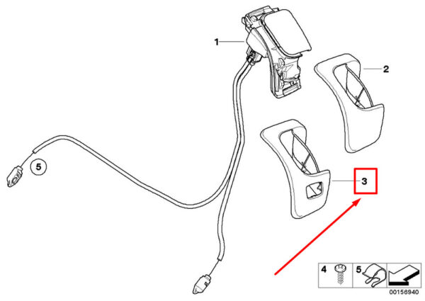 52106985587 - BMW 1 E82 cover for front left seat unlock handle 5210695587 6985587