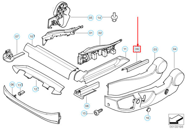 52107007706 - NEW BMW 5 SERIES E60 FRONT SEAT REAR RIGHT OUTER RAIL COVER 52107007706