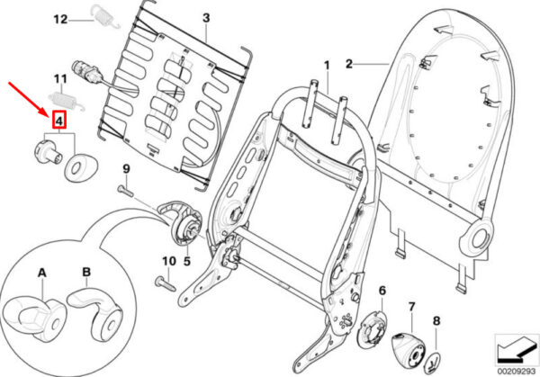 52107036895 - NEW MINI CONVERTIBLE R52 LOWER FRONT LORDOSE SUPPORT HANDWHEEL 52107036895 ORIGINAL