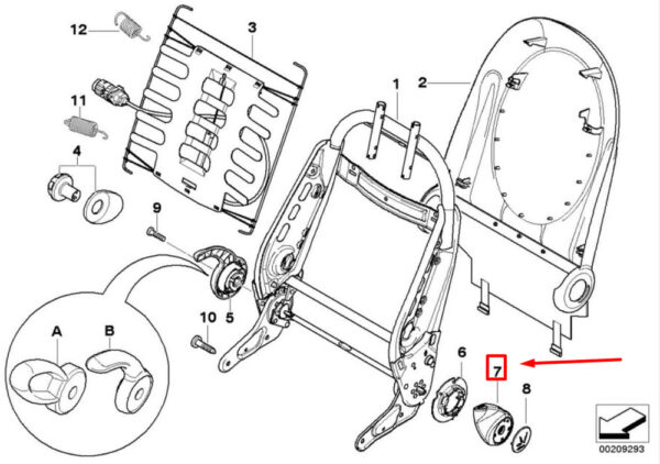 52107075069 - MINI CONVERTIBLE R52 outer handle of front left seat 52107075069 NEW