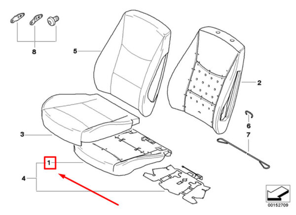 52107118410 - BMW 3 E90 Front Left Seat Floor Foam 52107118410 7118410 NEW GENUINE