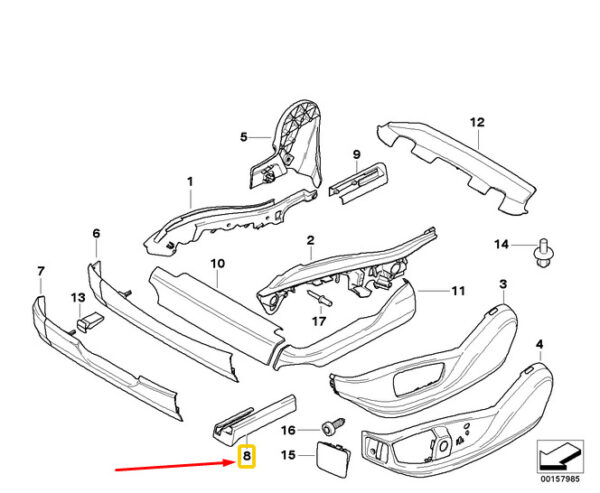 52107165379 - OEM BMW X5 E70 FRONT SEAT LEFT EXTERIOR FRONT TRACK COVER 52107165379 GENUINE