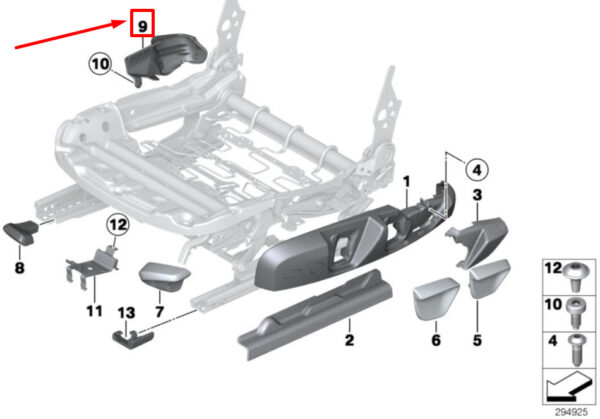 52107293623 - BMW 2 Cabrio F23 Front Left Inner Seat Trim 7293623 52107293623 NEW GENUINE