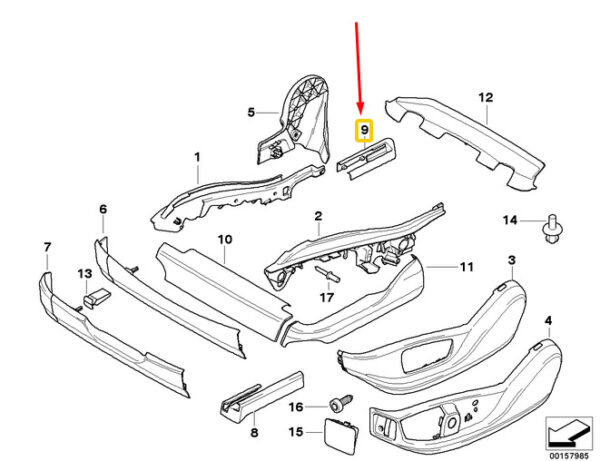 52107302205 - NEW BMW X5 E70 FRONT TRIGGER TUNNELS LEFT REAR RAIL COVER 52107302205