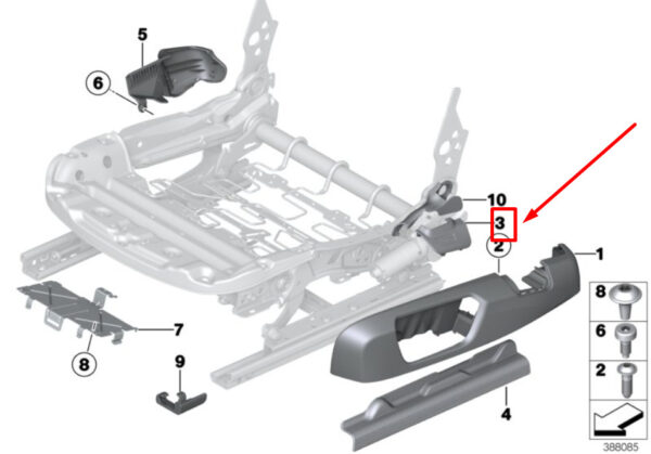 52107308182 - NEW BMW F36 FRONT RIGHT SEAT BELT ANCHOR PLATE COVER 52107308182 7308182