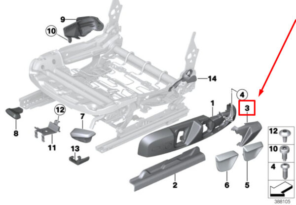 52107308185 - NEW BMW 4 GRAN COUPE F36 FRONT LEFT BELT CATCH COVER 52107308185 7308185