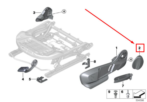52107310885 - NEW BMW X2 F39 FRONT LEFT SEAT FRAME HANDLE 7310885 52107310885 ORIGINAL