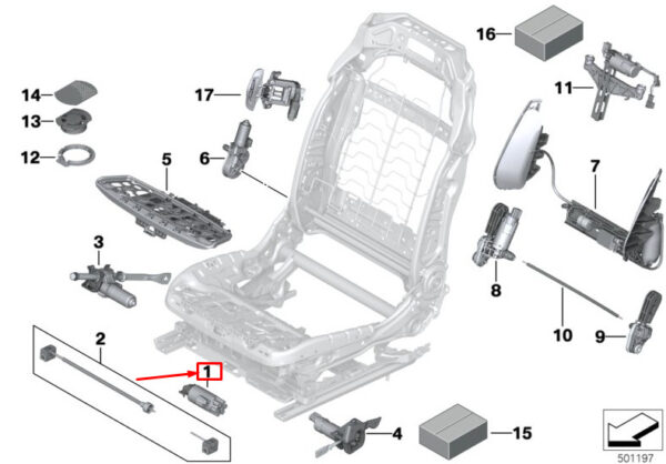 52107314200 - BMW 7 G11 Front Longitudinal Seat Adjustment Drive 52107314200 NEW GENUINE