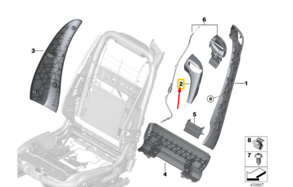 52107325061 - BMW 4 F33 seat belt deflection cover front left 52107325061, original