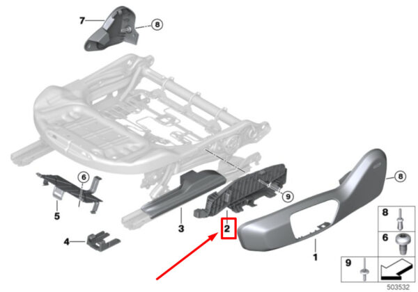 52107328418 - NEW MINI F60 RIGHT SEAT ADJUSTER SUPPORT 52107328418 7328418 GENUINE