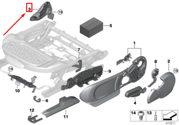 52107341635 - NEW MINI CLUBMAN F54 LEFT SEAT INNER TRIM 52107341635 7341635 GENUINE