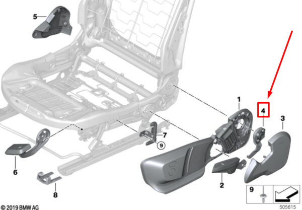 52107404232 - NEW MINI COOPER F55 RIGHT SEAT LEVER 52107404232 7404232 ORIGINAL
