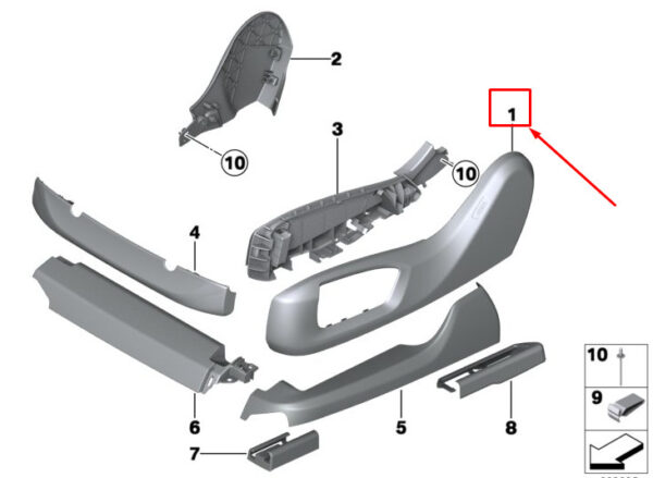 52107405727 - BMW 7 G11 seat trim exterior front left 52107405727 NEW ORIGINAL