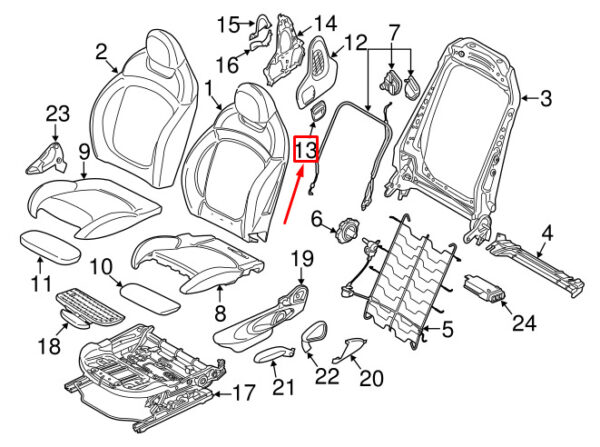 52107408932 - MINI COOPER F56 FRONT RIGHT HEADREST HANDLE TRIM 52107408932 NEW GENUINE