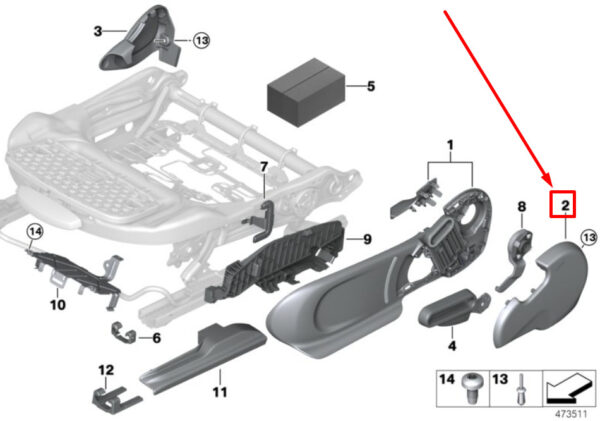 52107410563 - NEW MINI-LANDSMANN F60 FRONT LEFT SEAT 52107410563 7410563 ORIGINAL