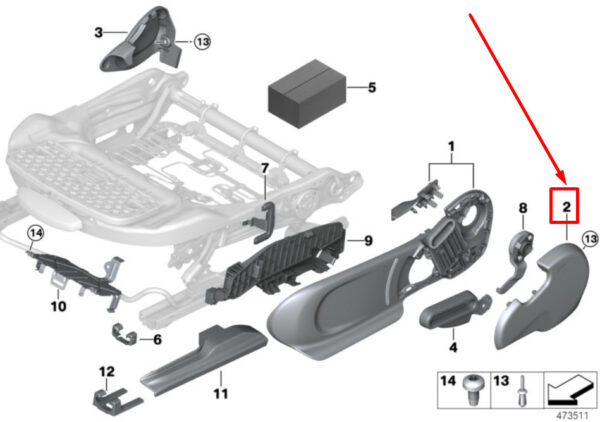 52107410564 - NEW MINI -LANDSMANN F60 FRONT RIGHT SEAT INSURANCE 52107410564 7410564