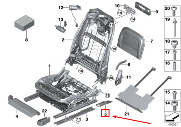 52107412242 - BMW 7 G12 seat rail trim rear right 7412242 52107412242 NEW ORIGINAL
