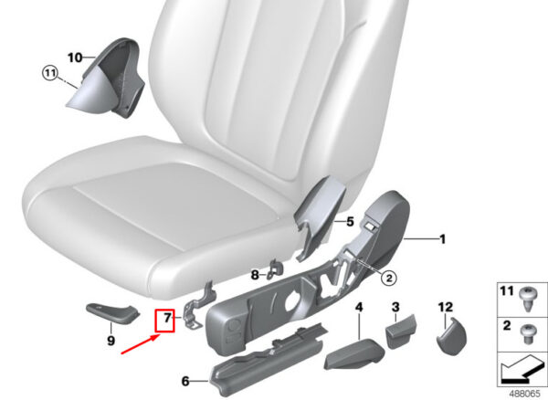 52107431670 - BMW 3 G20 seat trim support front right 52107431670 NEW original