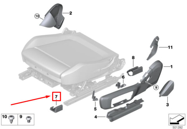 52107492748 - NEW BMW 8 G14, F91 RIGHT SEAT SINCE THE VERY SHAFT 52107492748 7492748 ORIGINAL