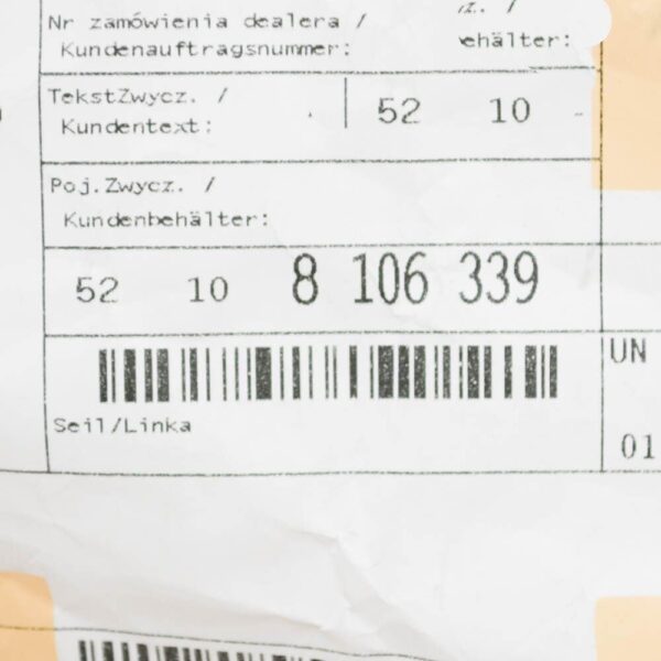 52108106339 - BMW 3 E30 Sports Seat Backrest Release Wire 52108106339 8106339 NEW GENUINE