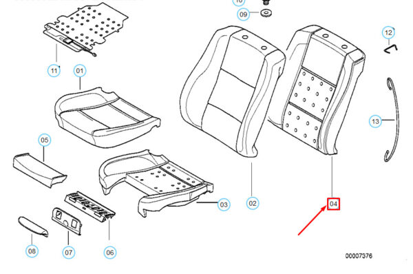 52108261080 - NEW BMW 5 E39 FRONT SEAT BACKREST PAD 52108261080 8261080 OEM
